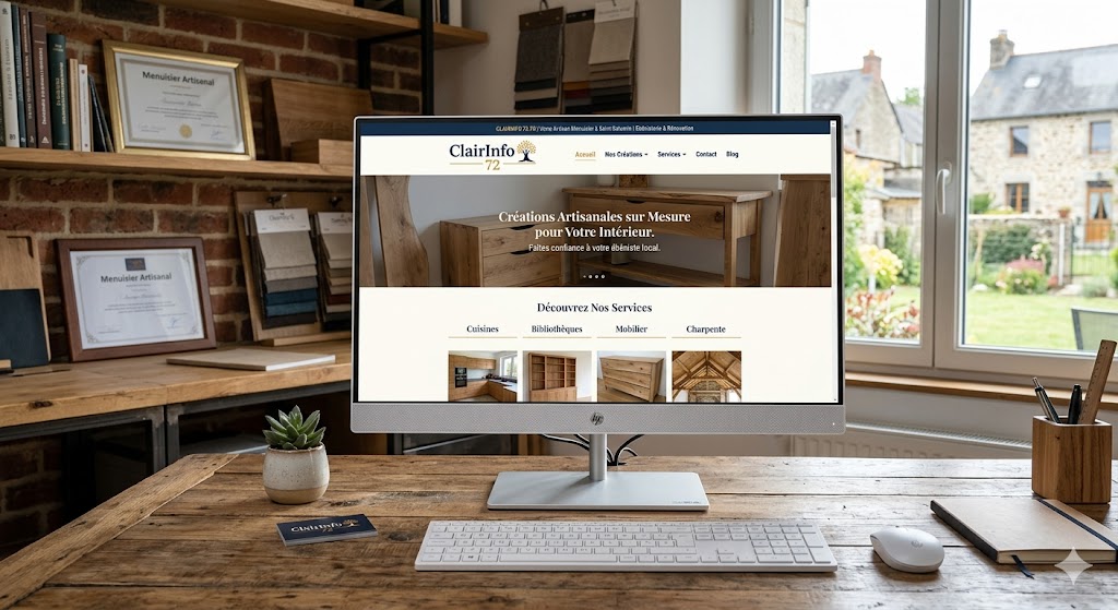 Création de sites web - ordinateur avec écran d'ordinateur et site internet